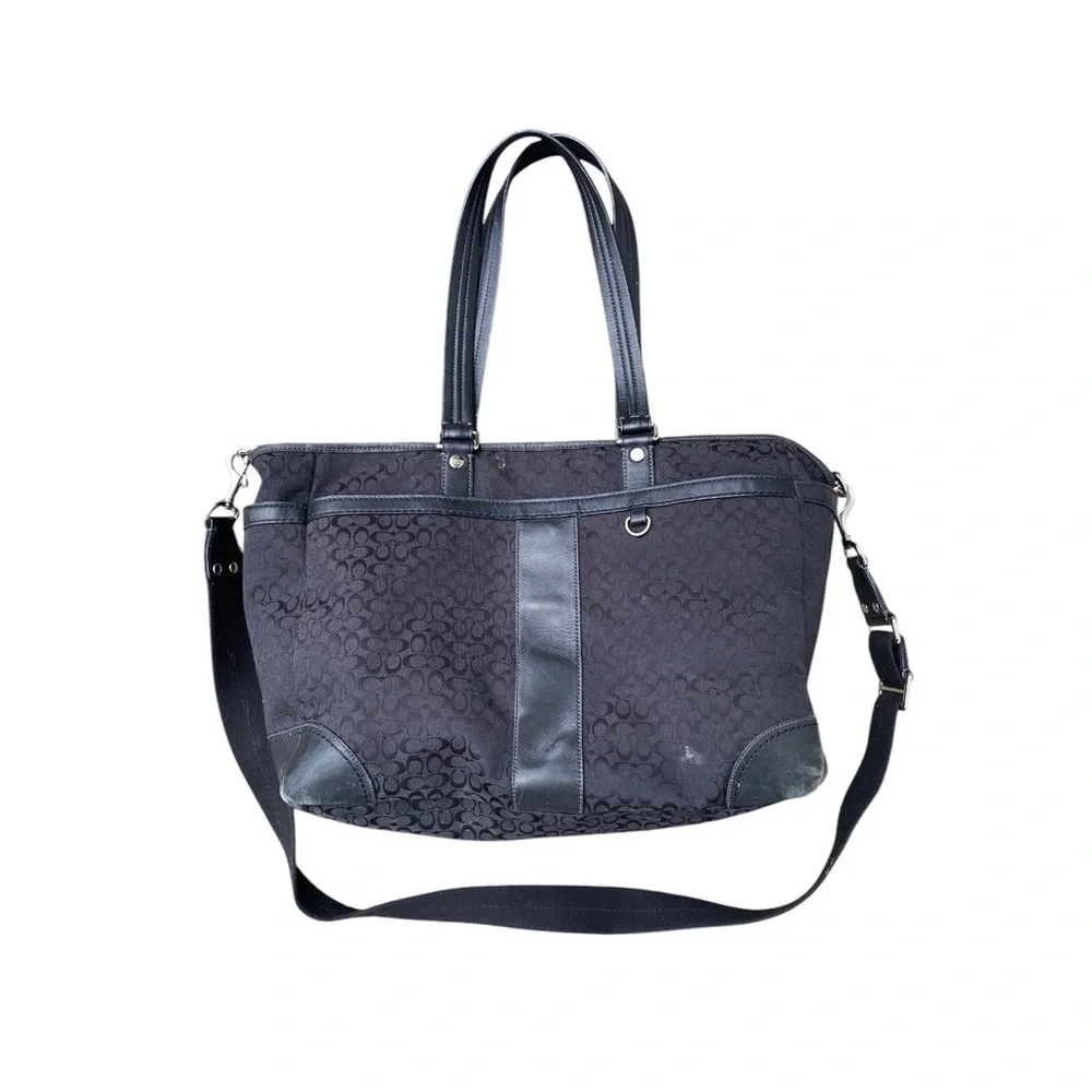 Coach Black Baby Bag with Textured Material and Sturdy‎ Handles signature